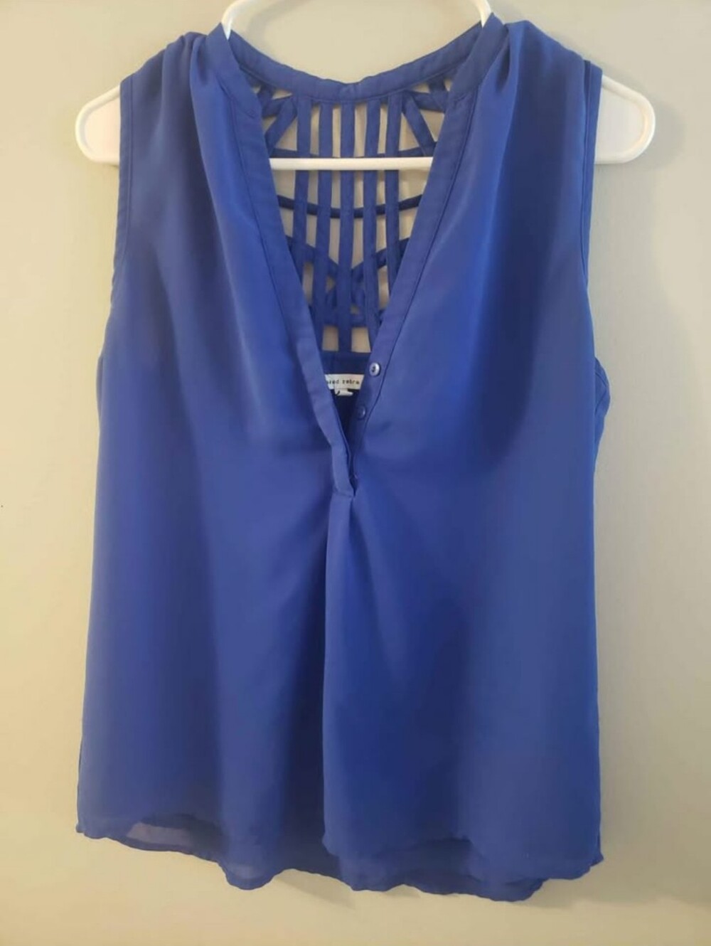 Naked Zebra Royal Blue Sleeveless V-Neck Camisole with Woven Back
